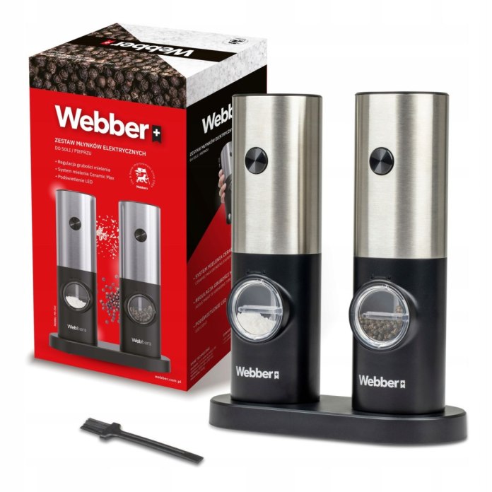 Elektryczne młynki do soli i pieprzu Webber MK20Z – zestaw 2 sztuki